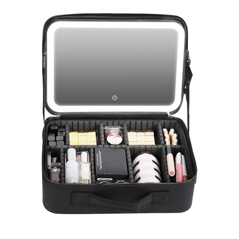 Cosmetic Travel Case With Magnify LED Mirror