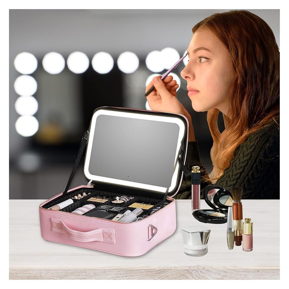 Cosmetic Travel Case With Magnify LED Mirror