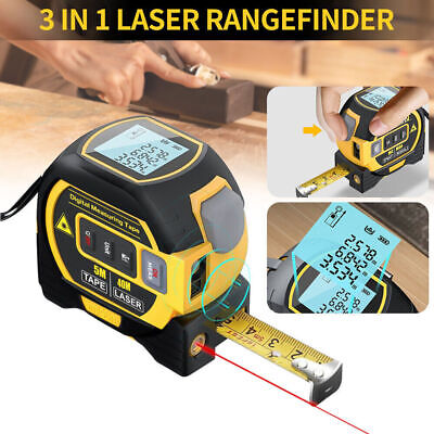 3 in 1 Laser Rangefinder Tape Measure with LCD Backlight Display