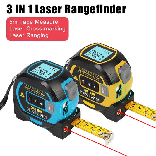 3 in 1 Laser Rangefinder Tape Measure with LCD Backlight Display